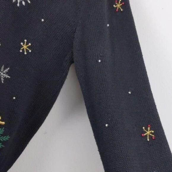 Hampshire Studio Christmas Sweater Cardigan Women's  full zip Santa  Size L - Picture 14 of 16